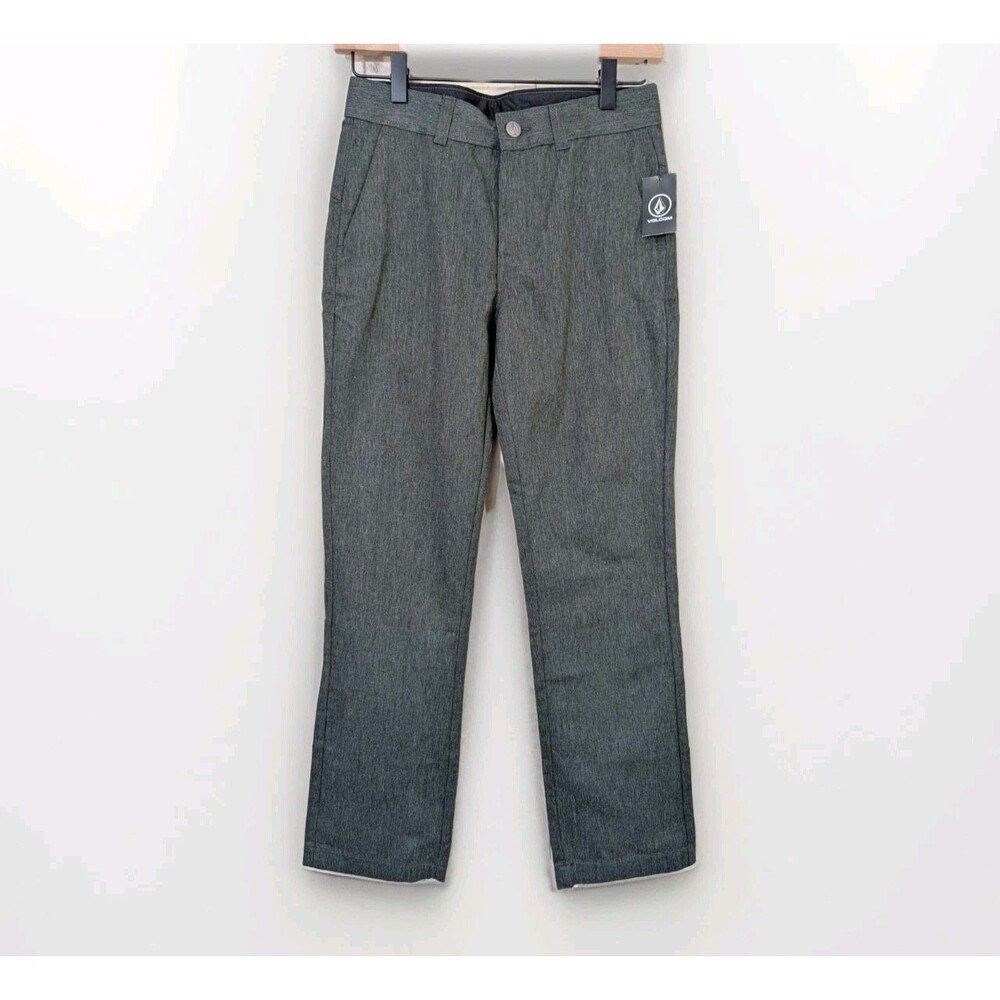 Volcom Vmonty Chino Pants Boys 27 Gray Twill Modern Fit Straight Skate Casual